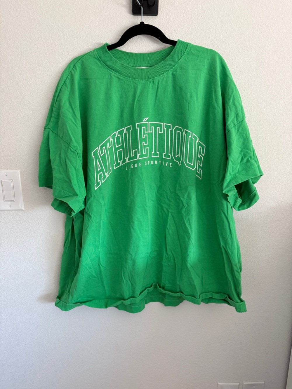 H&M Green 'ATHLÉTIQUE' Short Sleeve Tee